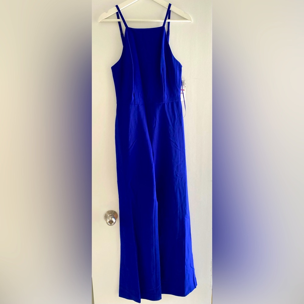 Royal blue jumpsuit.